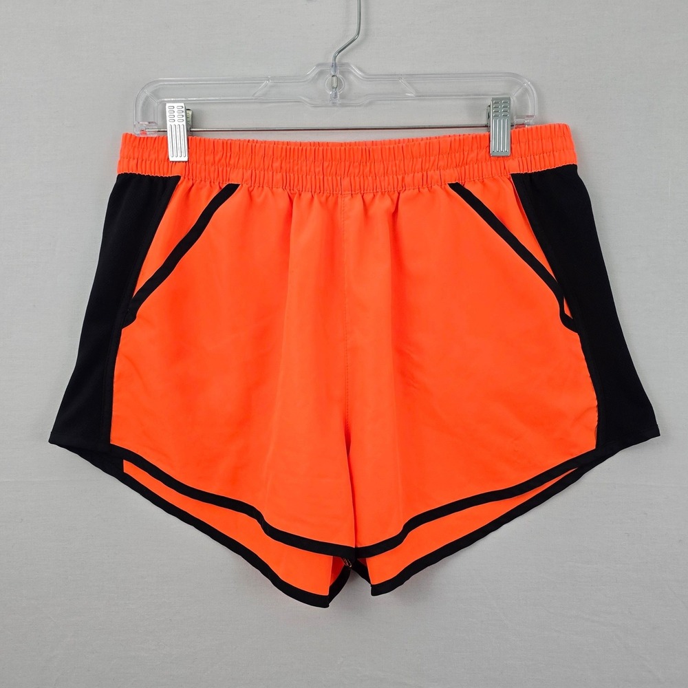 Zone Pro Pocket Elastic‎ Waist Athletic Shorts Neon Orange Black XL